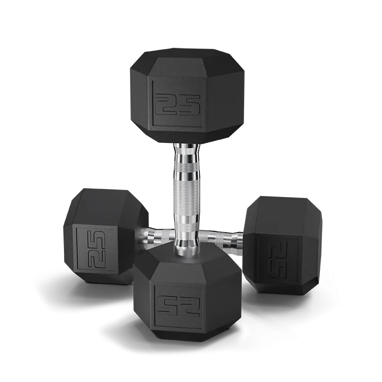 Pair of Black Coated Hex Dumbbells