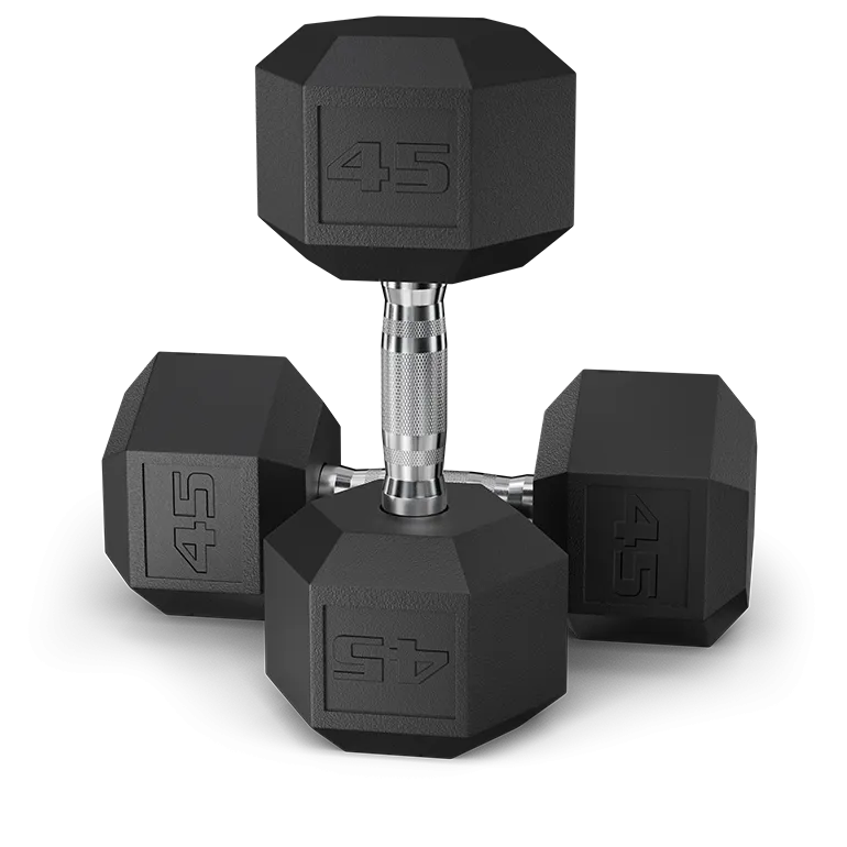 Pair of Black Coated Hex Dumbbells