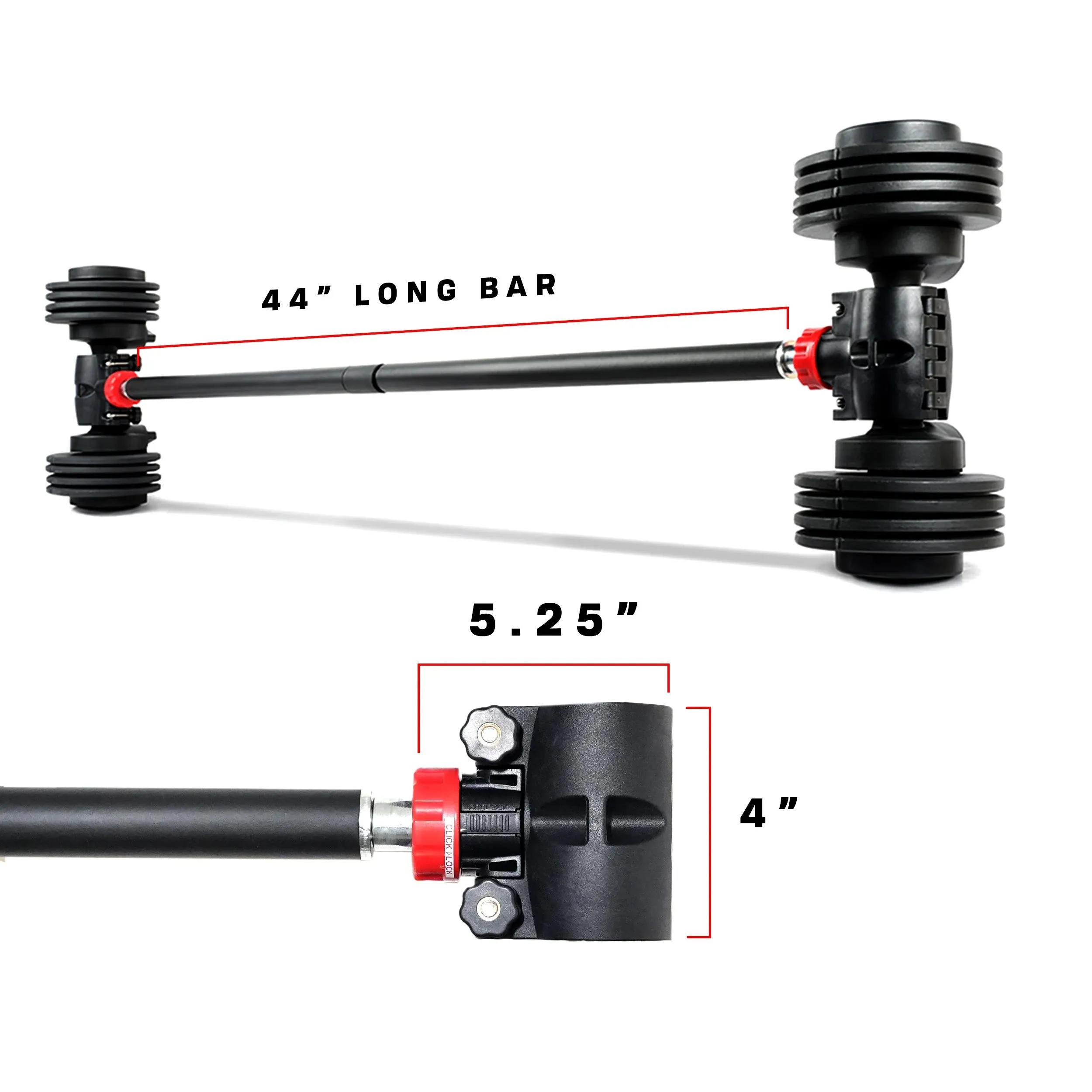 PRCTZ Modular Weight Training Barbell with 2x 10-50 lb Adjustable Dumbbell and Stand