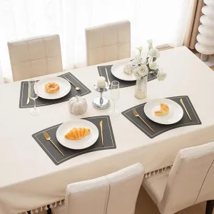 Premium Faux Leather Dining Table Mats, Graphite Grey