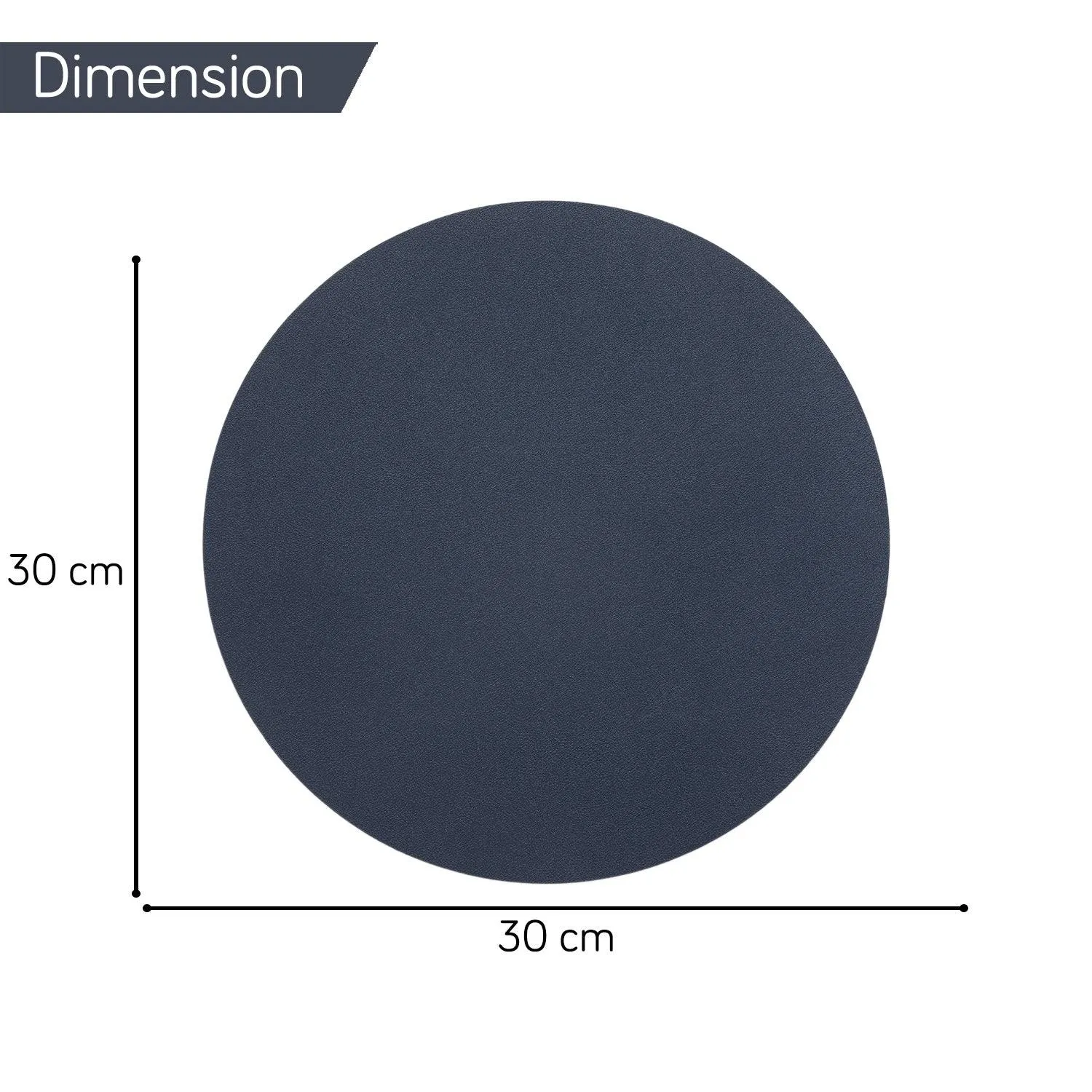 Premium Faux Leather Dining Table Round Mats, Navy Blue