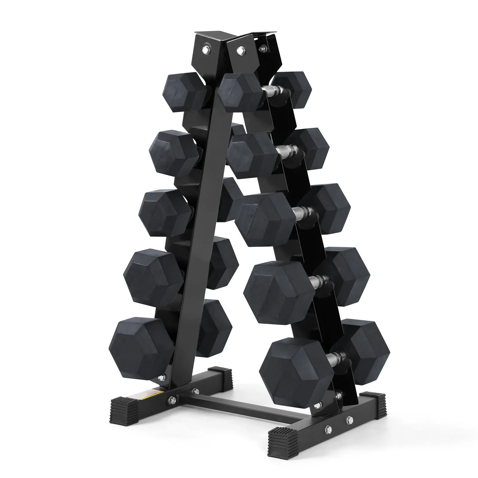 RitFit Rubber Hex Dumbbells Set with Rack 60LB-300LB