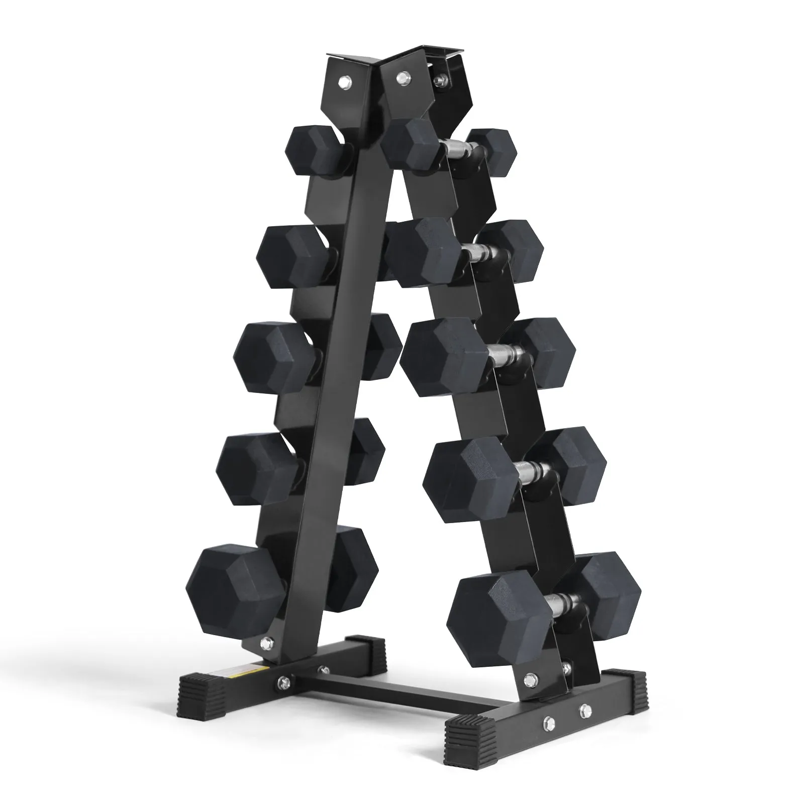 RitFit Rubber Hex Dumbbells Set with Rack 60LB-300LB