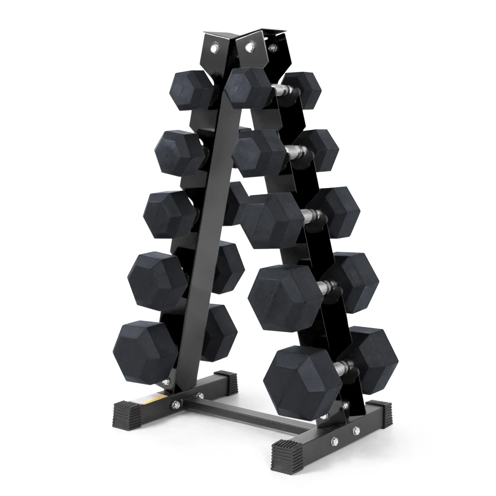 RitFit Rubber Hex Dumbbells Set with Rack 60LB-300LB