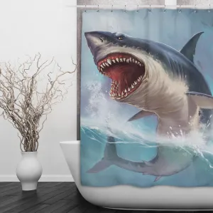 Shark Bite Shower Curtains and Optional Bath Mats