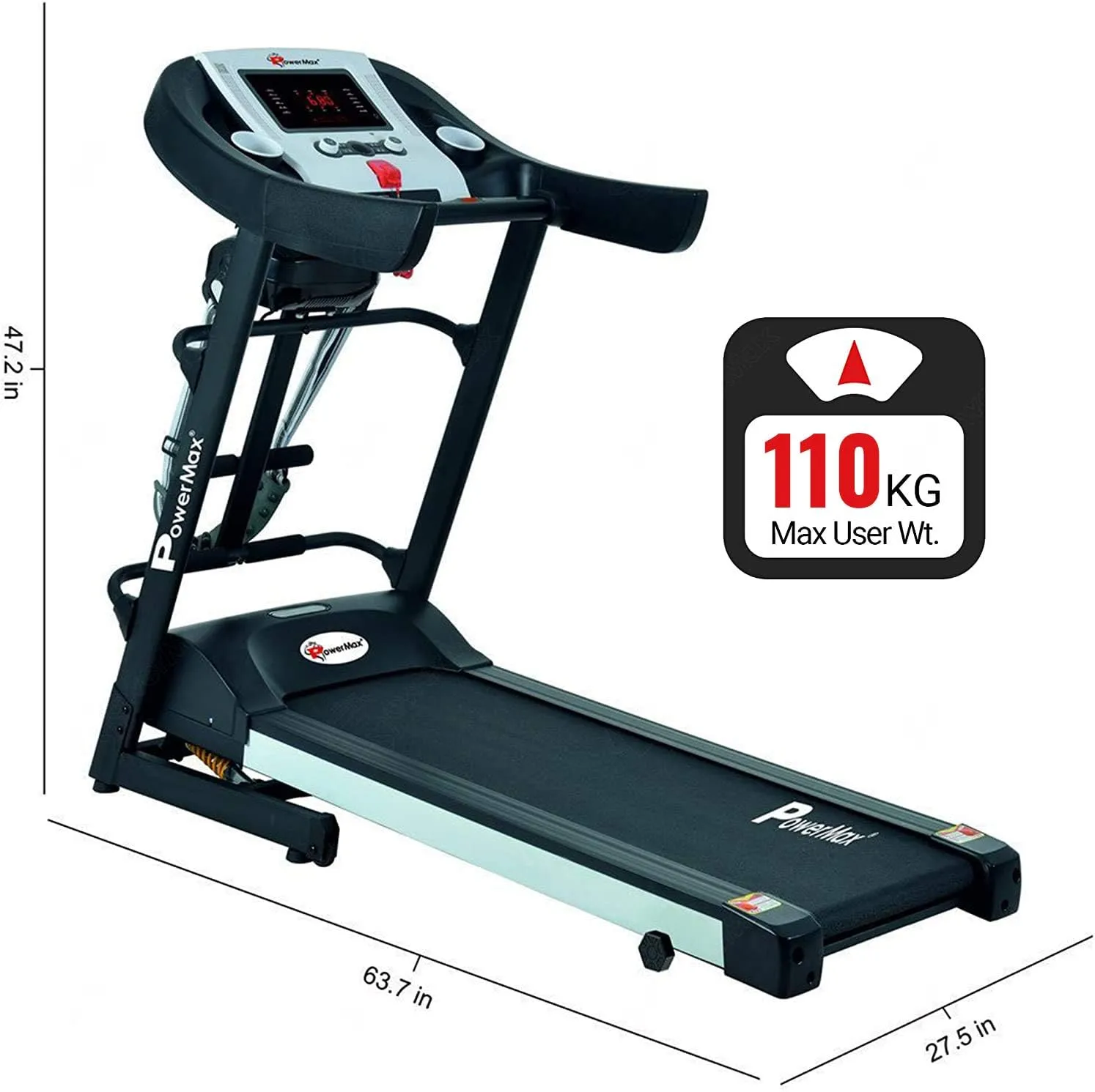 TDM-100M (4HP Peak) Multi-Function Treadmill For Home Use With Massager Max User Wt. 105Kg 6 Level Incline Top Speed:14.8 Km/Hr Spring Resistance (Free Installation Assistance)