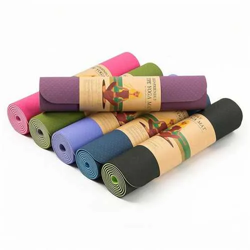 TPE Bicolor 6mm Yoga Mat Outdooors Fitness Sport Anti Skid Pad Odorless Body Building Yoga Mat