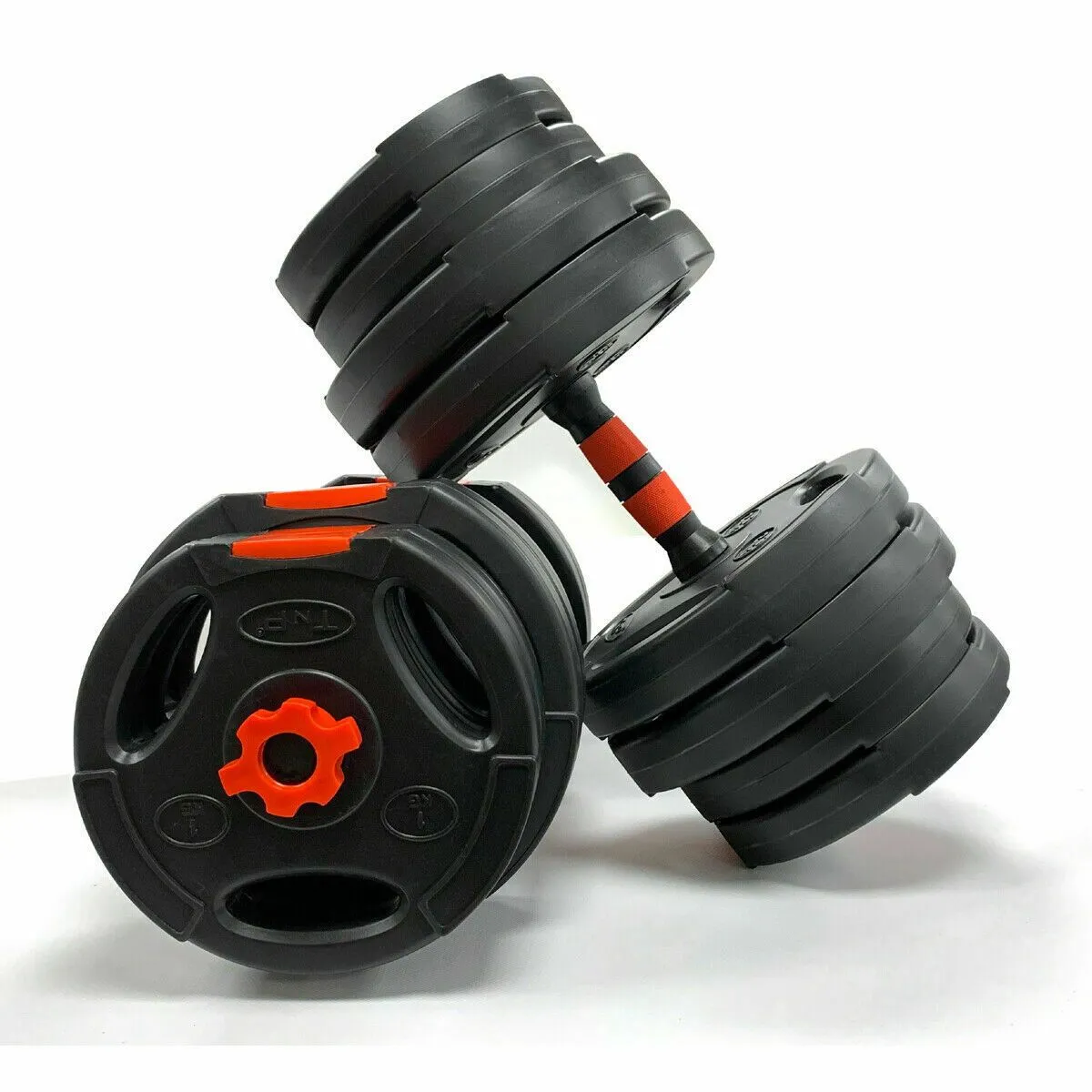 Tri-Grip Dumbbell Set (Black Red Dumbbell Bar) 30Kg