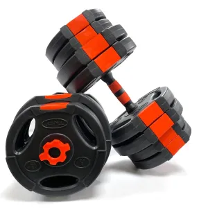 Tri-Grip Dumbbell Set (Black Red Dumbbell Bar) 30Kg