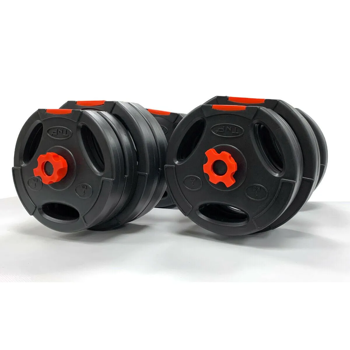 Tri-Grip Dumbbell Set (Black Red Dumbbell Bar) 30Kg