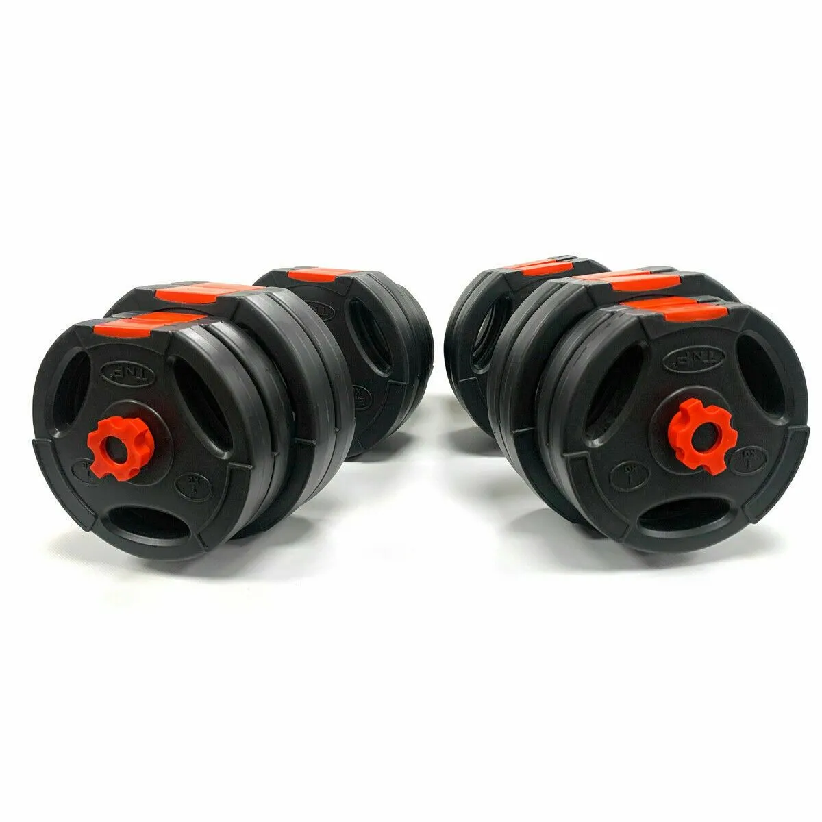 Tri-Grip Dumbbell Set (Black Red Dumbbell Bar) 30Kg