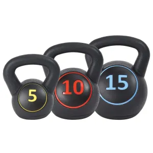 US Weight Plastic Kettlebell Set - 5, 10, and 15 Pound Kettlebells