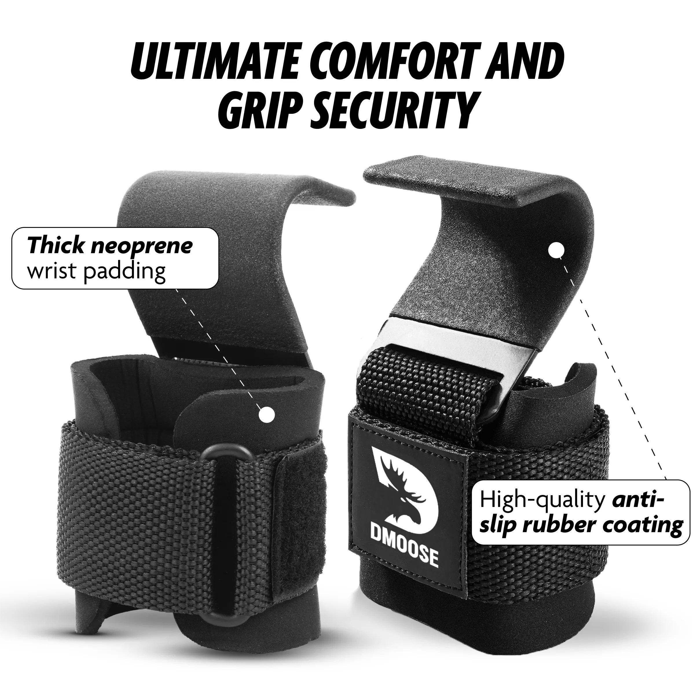 Weightlifting Hooks - Secure Grip & Wrist Support