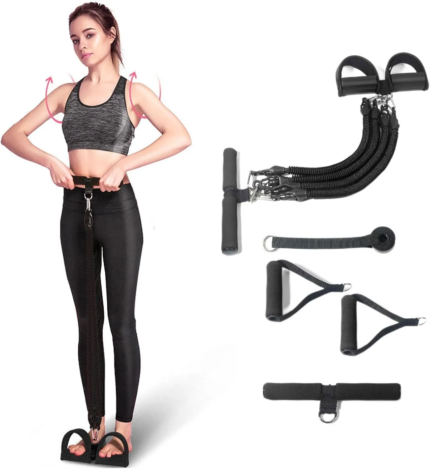 Yoga Pedal Puller Resistance Band, Workout Pedal Puller Set, Elastic Bands For Exercise, Multifunction Tension Rope Fitness Equipment For Abdomen/Waist/Arm/Yoga Stretching Slimming Training