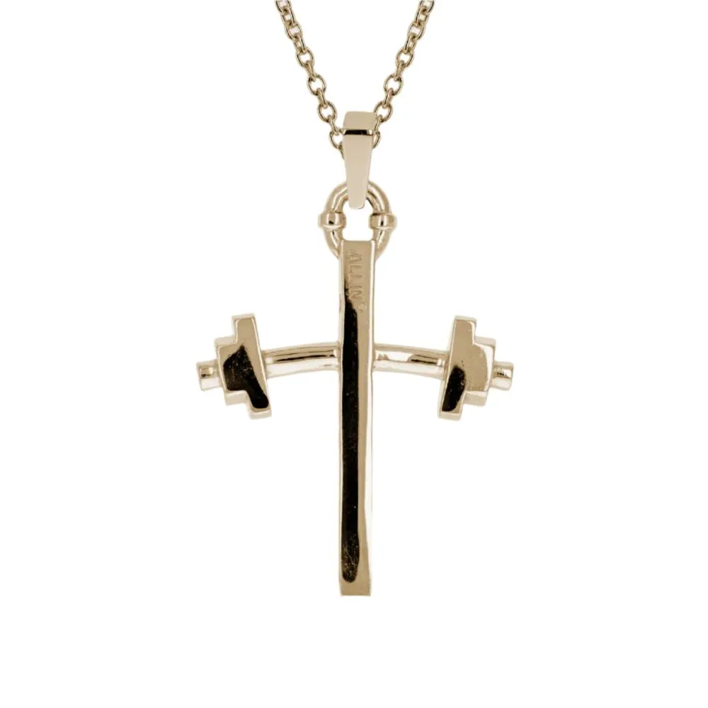 Youth Barbell Cross Necklace | Gold